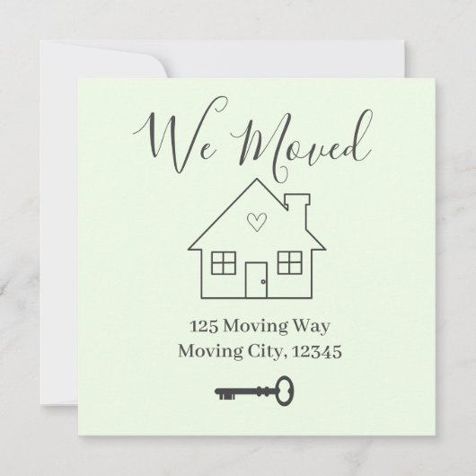 Nieuwe thuis en sleutel verhuisbericht aankondiging (Voorkant)