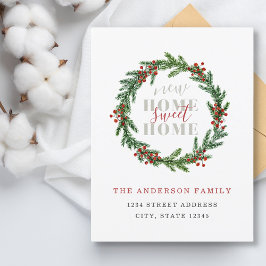 Nieuwe Thuis Kerst Vakantie Verhuizing Aankondigingskaart