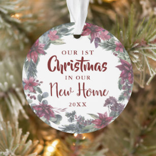 Nieuwe Thuis Ons Eerste Kerstmis Bloemstuk Vakanti Ornament