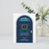 Nieuwe thuis voor de feestdagen Blauwe deur kerstk (Staand voorkant)