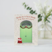 Nieuwe thuis voor de feestdagen groene deur sjablo (Staand voorkant)