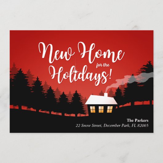 Nieuwe thuis voor de feestdagen huis in het bos kaart (Voorkant)