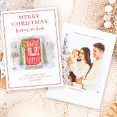 Nieuwe Thuis Voor de Feestdagen Rode Waterverfdeur Feestdagenkaart