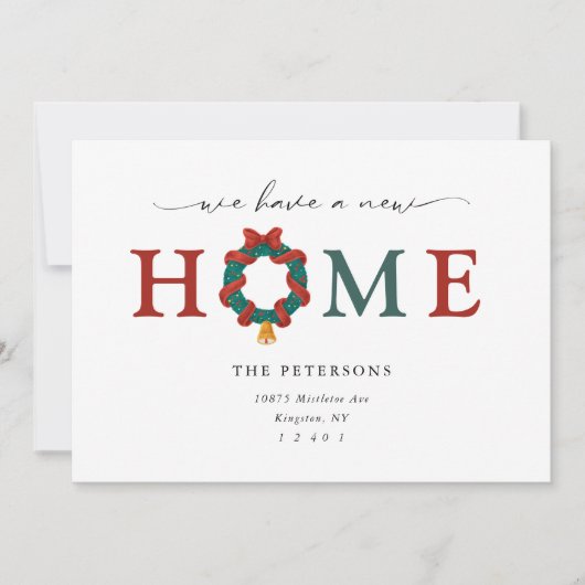 Nieuwe thuis voor de kerst verhuizing aankondiging (Voorkant)