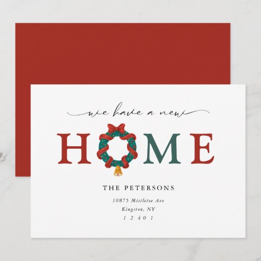 Nieuwe thuis voor de kerst verhuizing aankondiging (Voorkant / Achterkant)