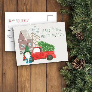 Nieuwe Thuis voor de Kerstman Dwerg en Vrachtwagen Aankondigingskaart
