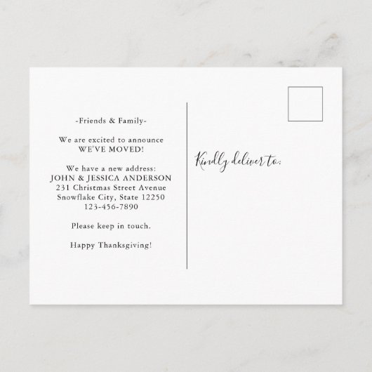 Nieuwe Thuis We Zijn Verhuisd Pompoen Foto Vakanti Aankondigingskaart (Achterkant)