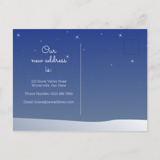 Nieuwe thuisadres Winter We hebben Kerstmis verpla Aankondigingskaart (Achterkant)