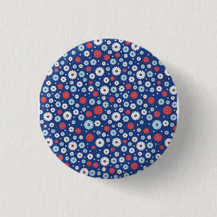 Nieuwe thuiscadeau Floral met rode en witte tint Ronde Button 3,2 Cm