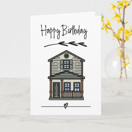 Nieuwe thuisclient - fijne verjaardag kaart (Gele Bloem)