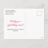 Nieuwe thuisfeestdag rode Sjabloon Briefkaart (Achterkant)