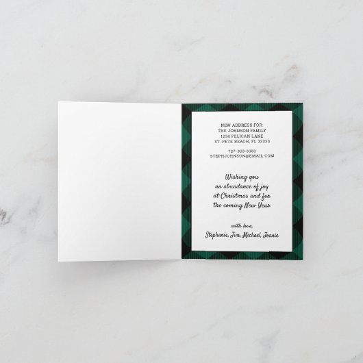 Nieuwe Thuisgroene buffels met witte kerstRozen Feestdagen Kaart (Binnen)