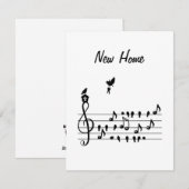 Nieuwe Thuisharmonie: Muzikale Vogel met Huis en S Feestdagenkaart (Voorkant / Achterkant)