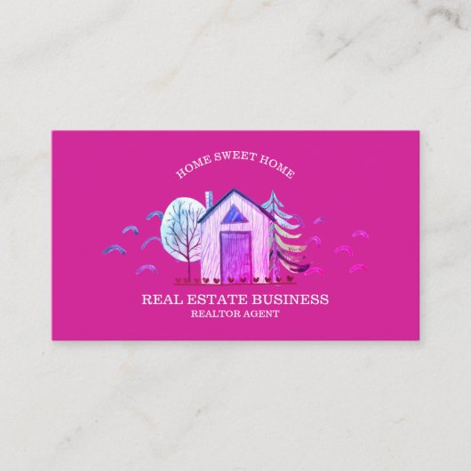 Nieuwe Thuismakende Real Estate Agent roze Visitekaartje (Voorkant)