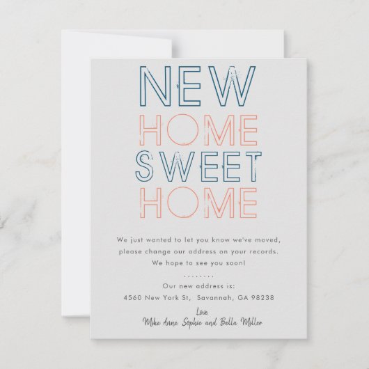 Nieuwe thuistypografie | Kaart voor bewegende aank (Voorkant)