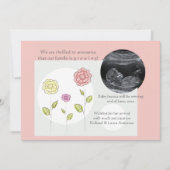 Nieuwe toevoeging Roze foto Zwangerschap Aankondig Aankondiging (Voorkant)