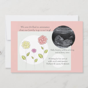 Nieuwe toevoeging Roze foto Zwangerschap Aankondig Aankondiging