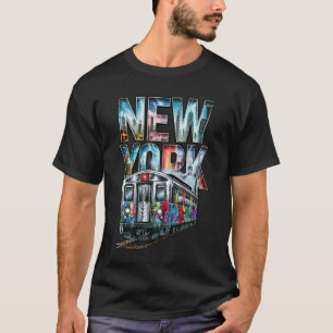 Nieuwe trein graffiti stijl auto straat New York T-shirt