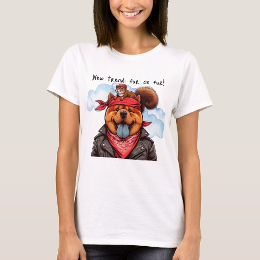 Nieuwe trend: bont op bont! chow-chow t-shirt (Voorkant)