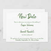 Nieuwe Trouwdatum Groen en Wit Aankondiging (Voorkant / Achterkant)