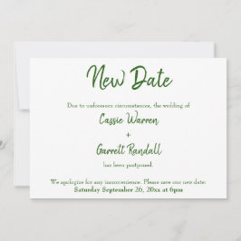 Nieuwe Trouwdatum Groen en Wit Aankondiging