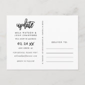 Nieuwe Trouwdatum Modern geborsteld script Foto Aankondigingskaart (Achterkant)