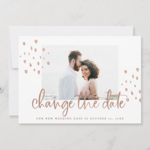 Nieuwe trouwdatum Roos Gold Script met foto Save The Date