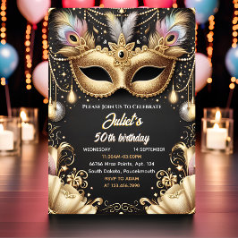 Nieuwe Tutu Zwart Goud Chique Masquerade 50e Verja Kaart