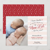 Nieuwe tweelingen kerstkondiging feestdagenkaart (Voorkant / Achterkant)