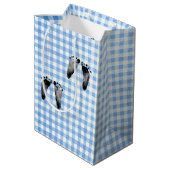 Nieuwe Twin Boy Teddyberen met blauwe ballonnen Medium Cadeauzakje (Achterkant Gekanteld)