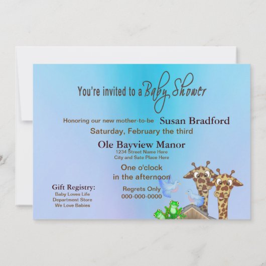 Nieuwe uitnodiging van het Baby shower van het Beg (Achterkant)