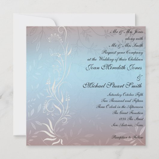 Nieuwe uitnodiging voor een blauwe bruiloft (Voorkant)