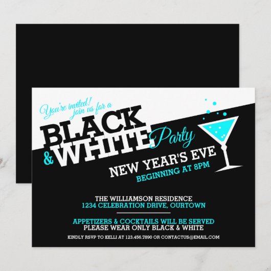 Nieuwe Uitnodigingen van de Eve Black en White Par (Voorkant / Achterkant)