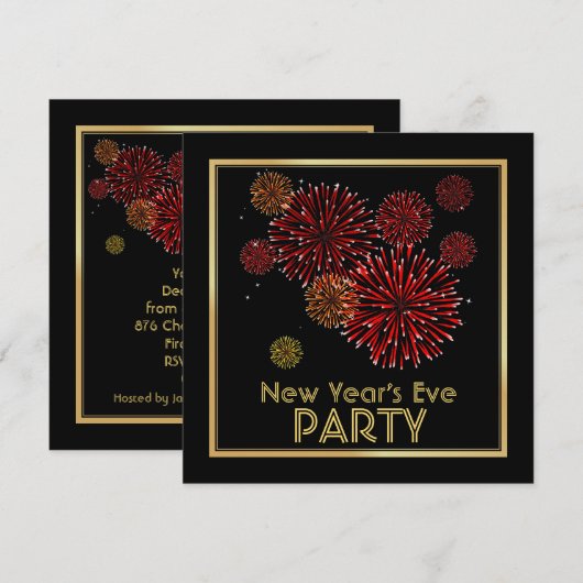 Nieuwe uitnodigingen van Red and Gold Fireworks (Voorkant / Achterkant)