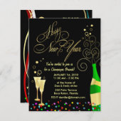 Nieuwe Uitnodigingen voor het nieuwjaar - Champagn (Voorkant / Achterkant)