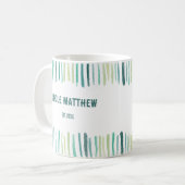 Nieuwe Uncle Abstract Green Stripes gepersonalisee Koffiemok (Voorkant links)