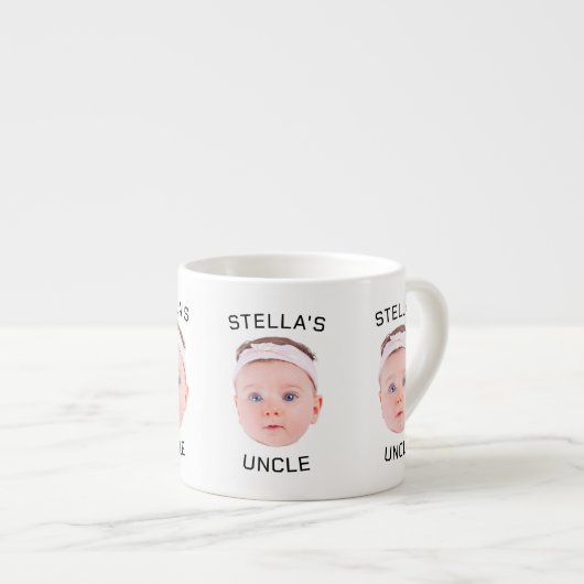 Nieuwe Uncle Gift Mok, Aangepaste Baby Gezicht Fot Espresso Kop (Voorkant rechts)