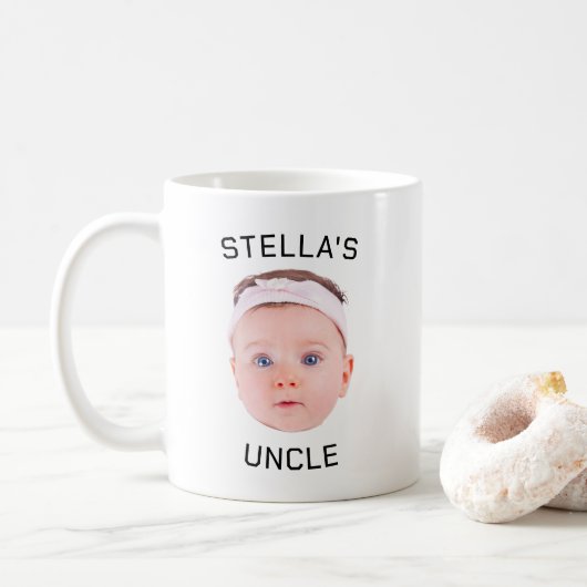 Nieuwe Uncle Gift Mok, Aangepaste Baby Gezicht Fot Koffiemok (Met donut)