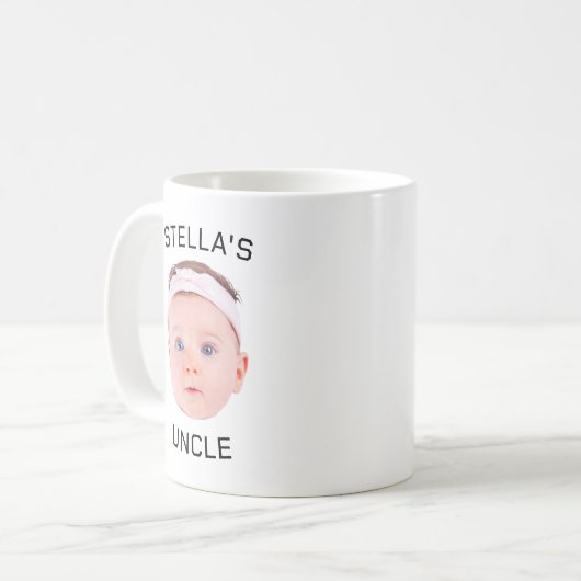 Nieuwe Uncle Gift Mok, Aangepaste Baby Gezicht Fot Koffiemok (Voorkant links)