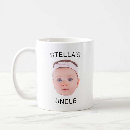 Nieuwe Uncle Gift Mok, Aangepaste Baby Gezicht Fot Koffiemok (Links)