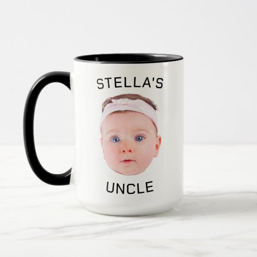 Nieuwe Uncle Gift Mok, Aangepaste Baby Gezicht Fot Mok (Links)