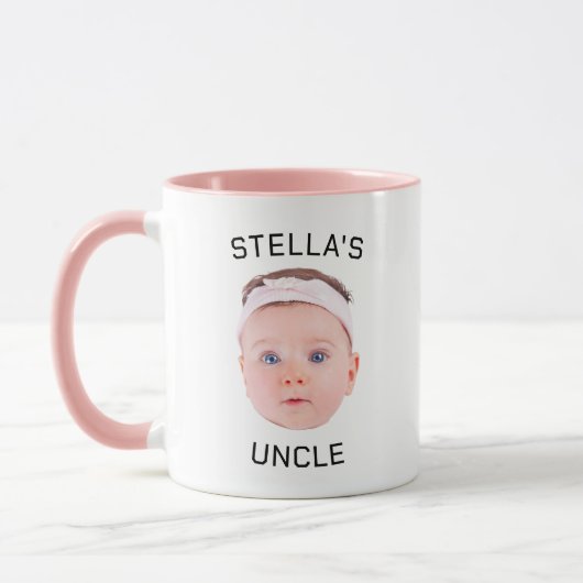 Nieuwe Uncle Gift Mok, Aangepaste Baby Gezicht Fot Mok (Links)