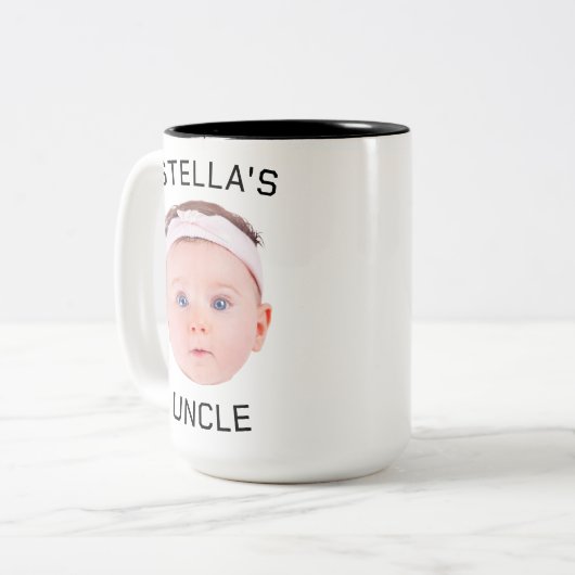 Nieuwe Uncle Gift Mok, Aangepaste Baby Gezicht Fot Tweekleurige Koffiemok (Voorkant links)