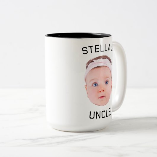 Nieuwe Uncle Gift Mok, Aangepaste Baby Gezicht Fot Tweekleurige Koffiemok (Voorkant rechts)