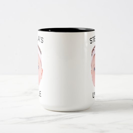 Nieuwe Uncle Gift Mok, Aangepaste Baby Gezicht Fot Tweekleurige Koffiemok (Center)