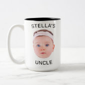 Nieuwe Uncle Gift Mok, Aangepaste Baby Gezicht Fot Tweekleurige Koffiemok (Links)