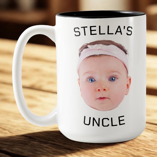 Nieuwe Uncle Gift Mok, Aangepaste Baby Gezicht Fot Tweekleurige Koffiemok