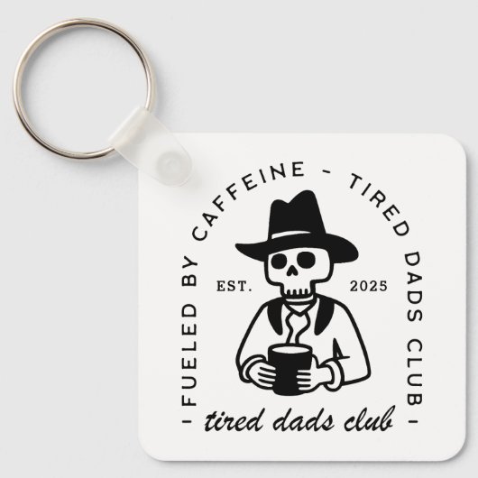 Nieuwe vader aangepaste datum grappige koffie moe  sleutelhanger (Voorkant)