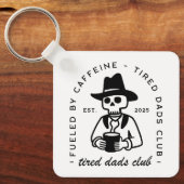 Nieuwe vader aangepaste datum grappige koffie moe  sleutelhanger (Voorkant)