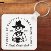 Nieuwe vader aangepaste datum grappige koffie moe  sleutelhanger (Achterkant)